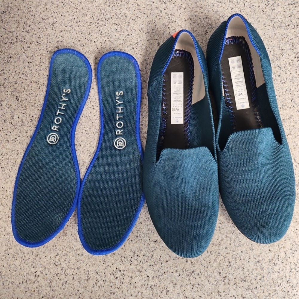 Rothy's Teal Knit Slip-On Flats